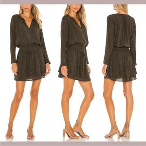 Rails Jasmine Olive speckled ruched mini dress